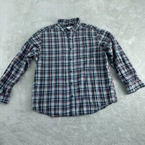 Columbia Mens Long Sleeve Plaid Button-Up Shirt XL Cotton Blue/Red 5127